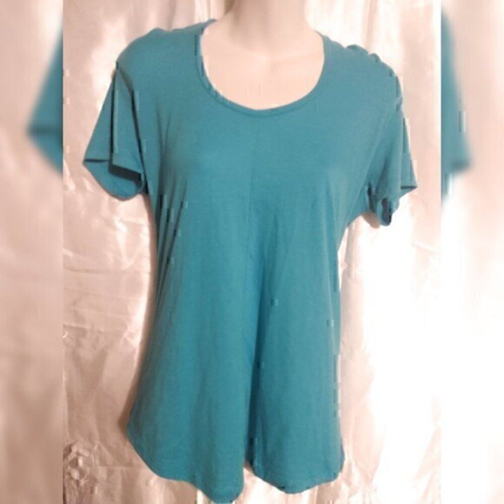 BCG Blue Crew neck Cross back Short Sleeve Shirt Top M